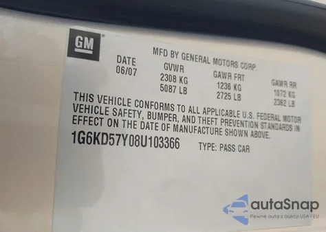 2008 Cadillac Dts 1Sd from USA, damaged, VIN 1G6KD57Y08U103366